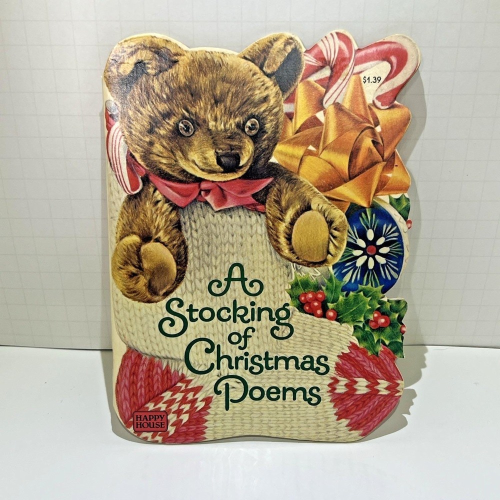 A STOCKING OF CHRISTMAS POEMS Vintage‎ ©1982 Children's Shaped Softcover Book